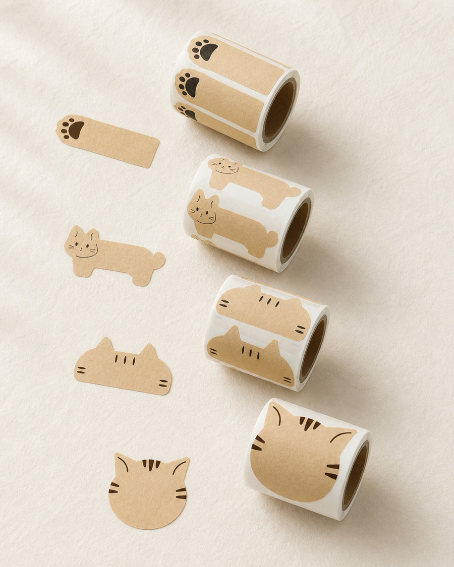If Life Were a Cat — Writable Kraft Label Sticker Set of 4