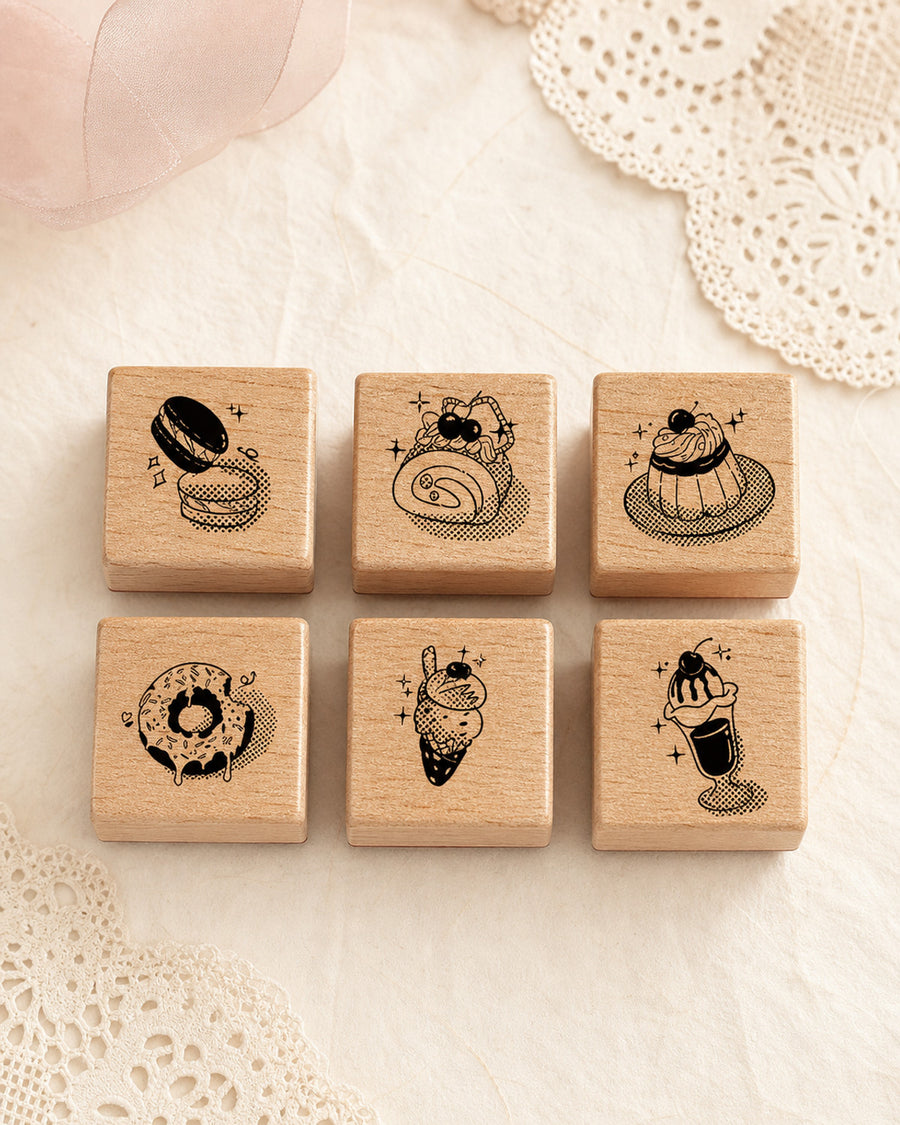 Afternoon Tea Dessert — Wooden Stamp Set of 6