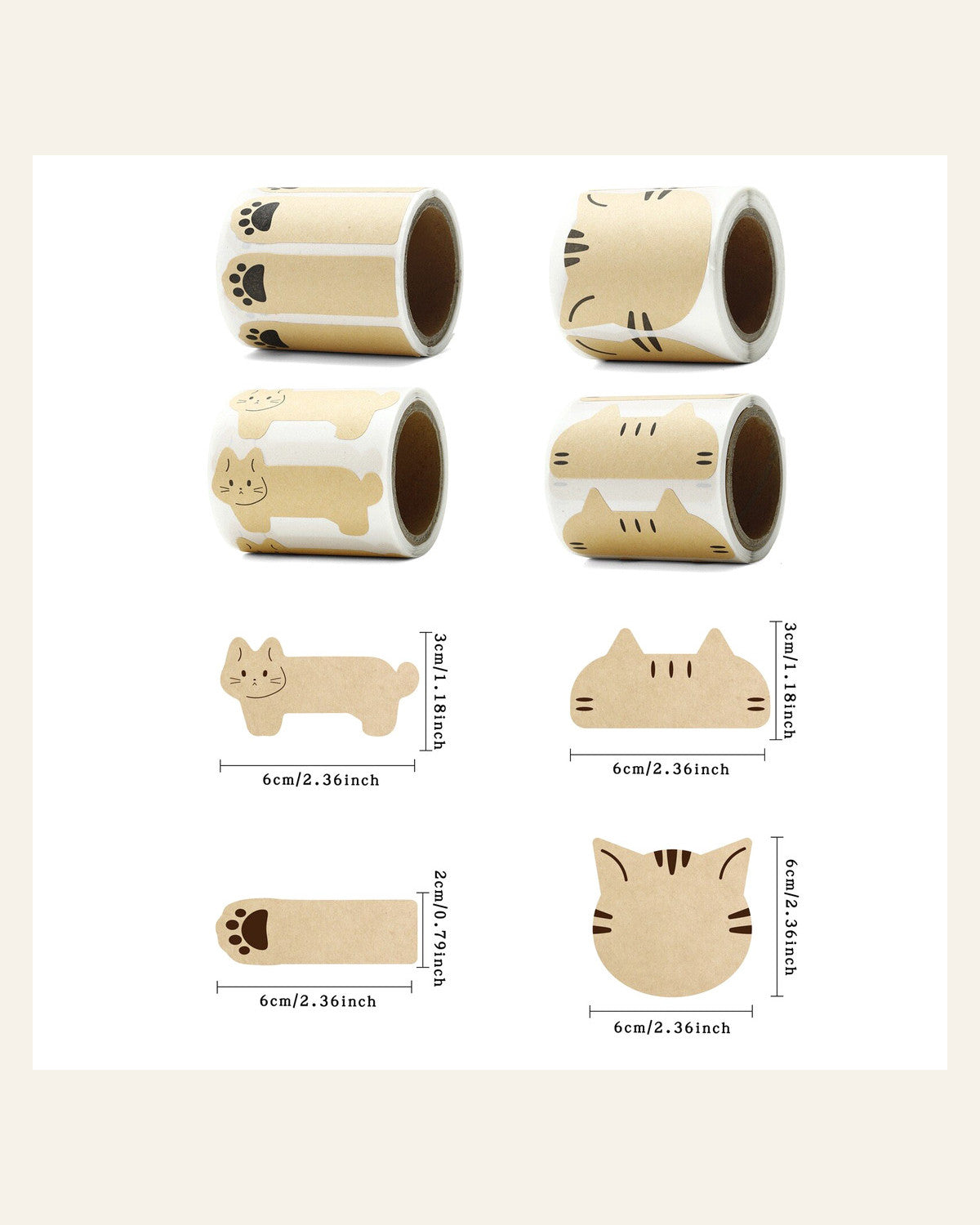 If Life Were a Cat — Writable Kraft Label Sticker Set of 4