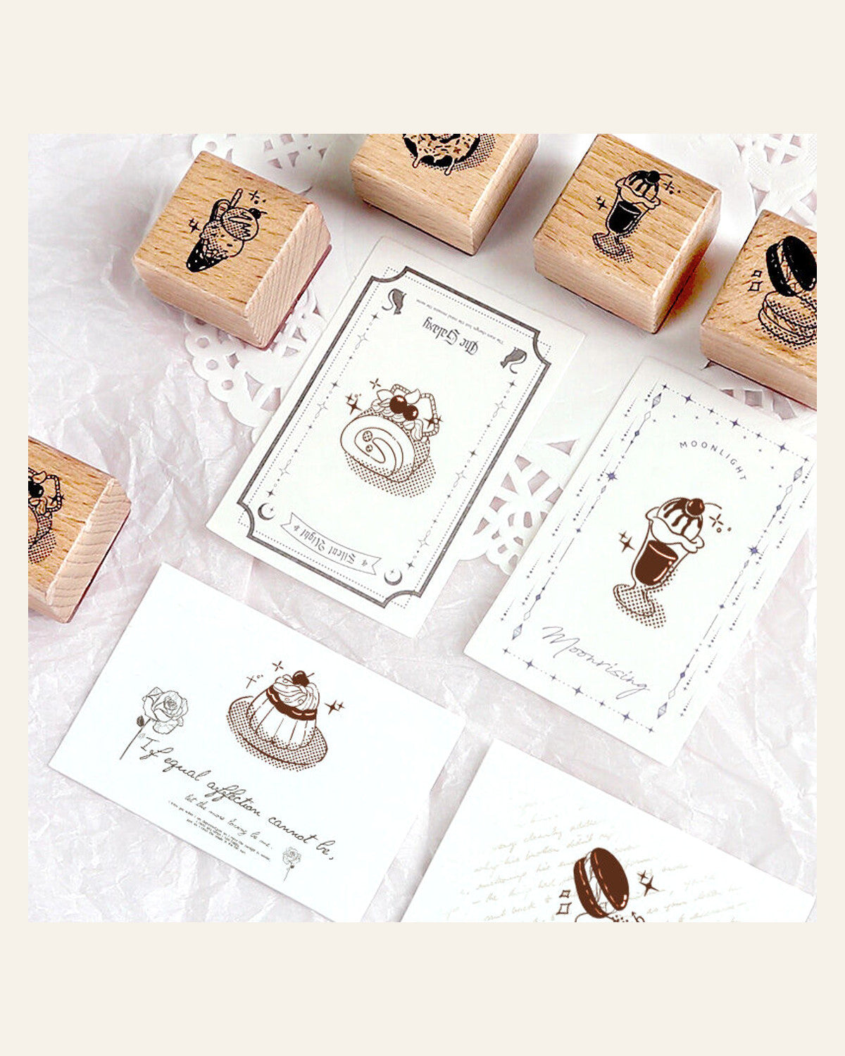 Afternoon Tea Dessert — Wooden Stamp Set of 6