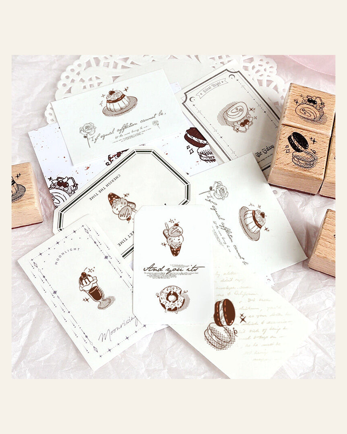 Afternoon Tea Dessert — Wooden Stamp Set of 6