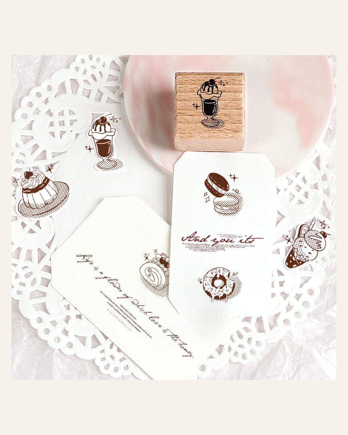 Afternoon Tea Dessert — Wooden Stamp Set of 6