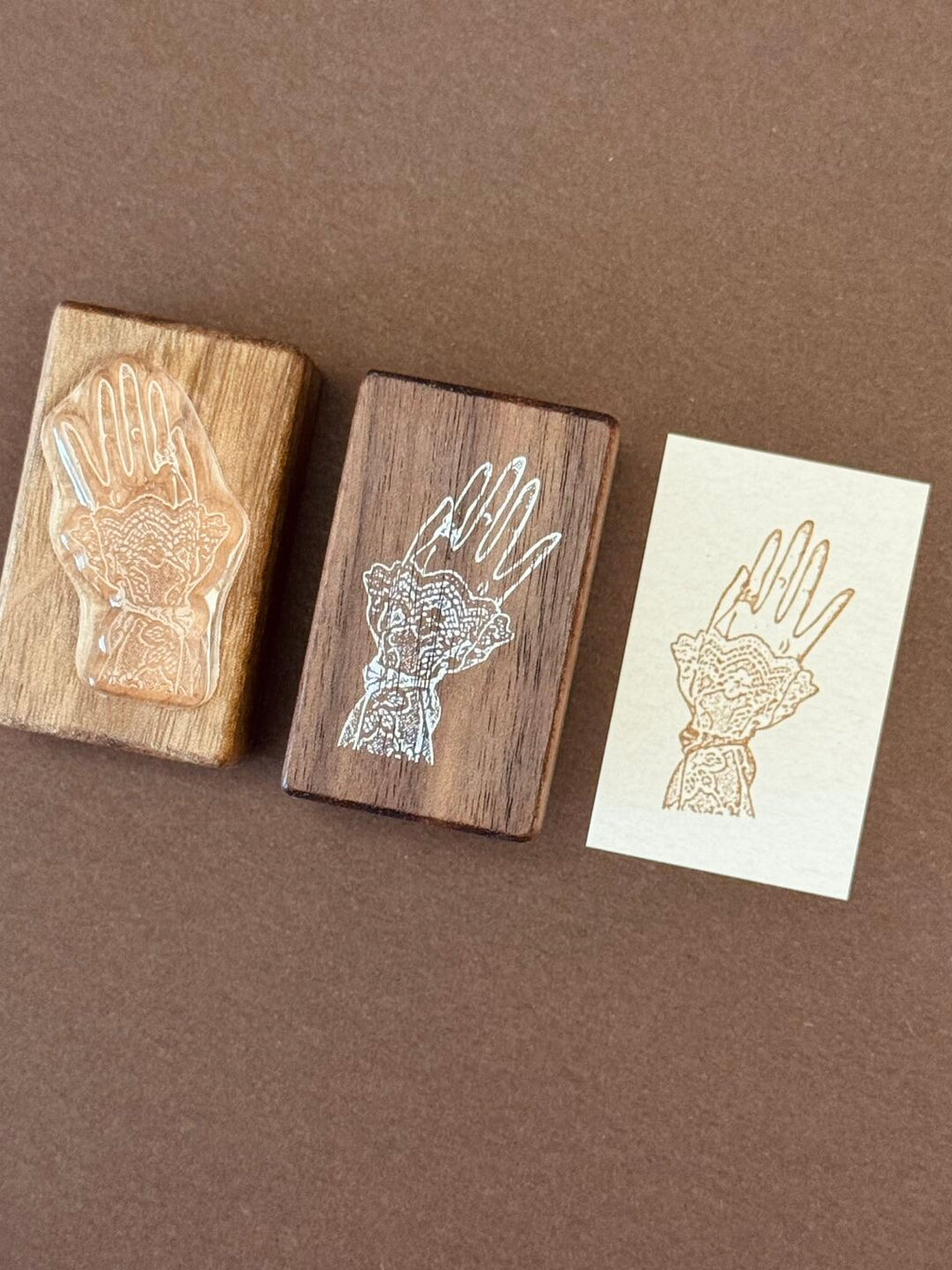 Vintage Elegant Hands Wooden Rubber Stamp Set of 3 – Lace Cuff Stamps for Junk Journaling, Scrapbooking & Card Making