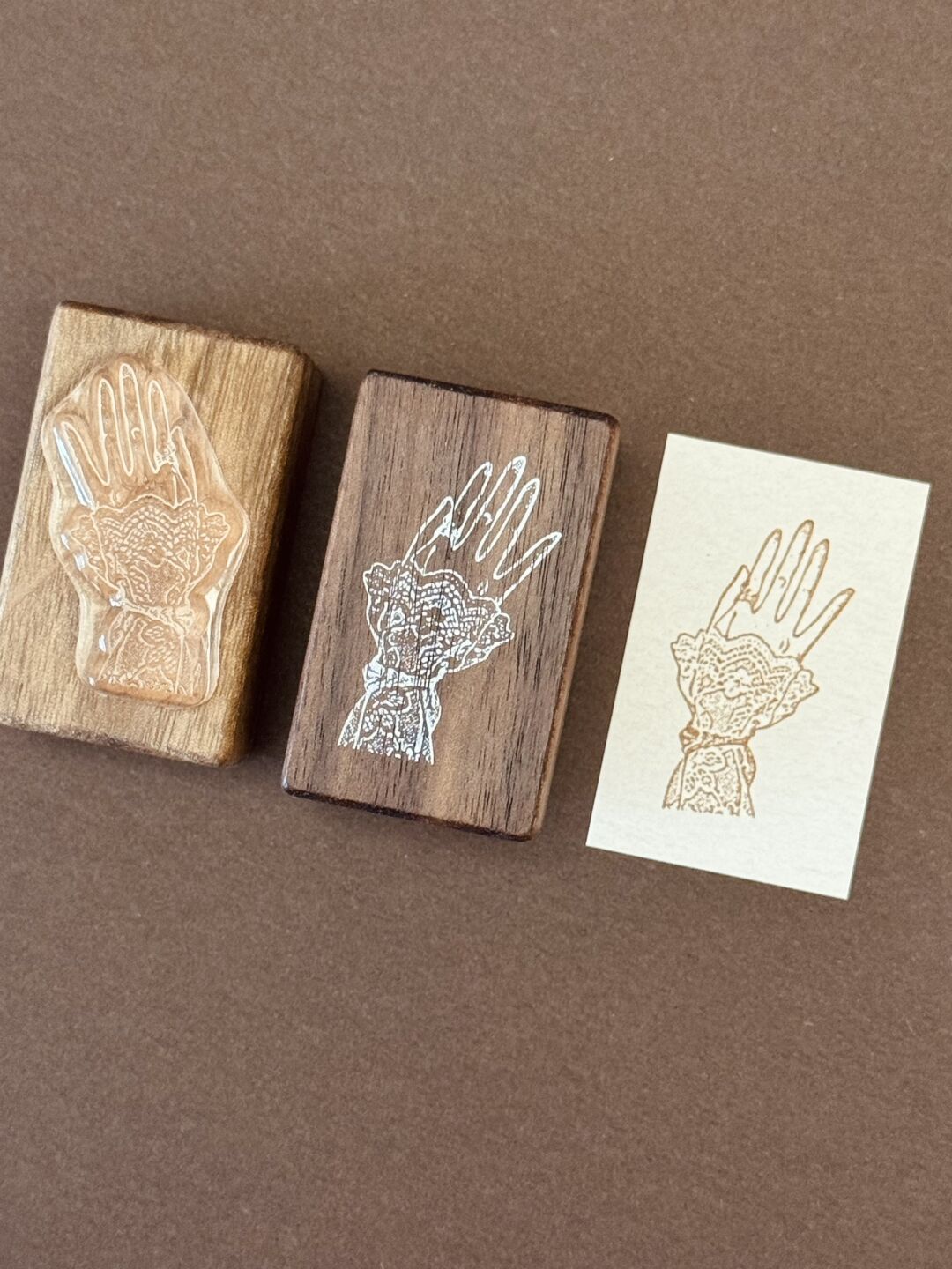 Vintage Elegant Hands Wooden Rubber Stamp Set of 3 – Lace Cuff Stamps for Junk Journaling, Scrapbooking & Card Making