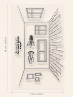 A Room to Remember – 8-Piece HA Room to Remember – 7-Piece Home Interior Clear Stamp Set with Acrylic Block for Junk Journaling, Scrapbooking & Scene Making