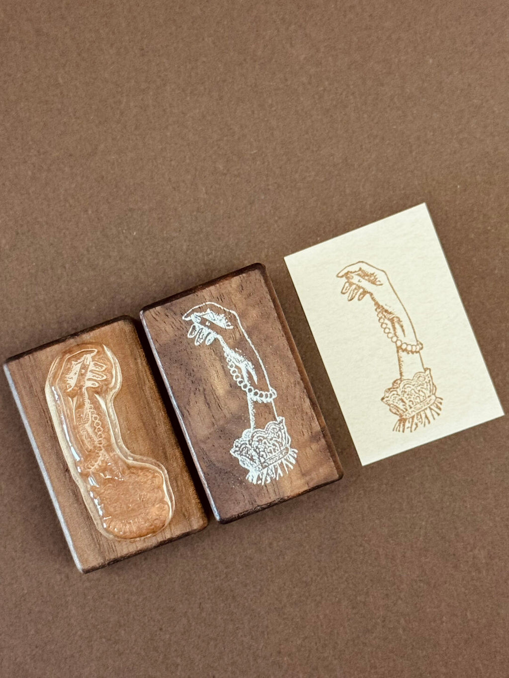 Vintage Elegant Hands Wooden Rubber Stamp Set of 3 – Lace Cuff Stamps for Junk Journaling, Scrapbooking & Card Making