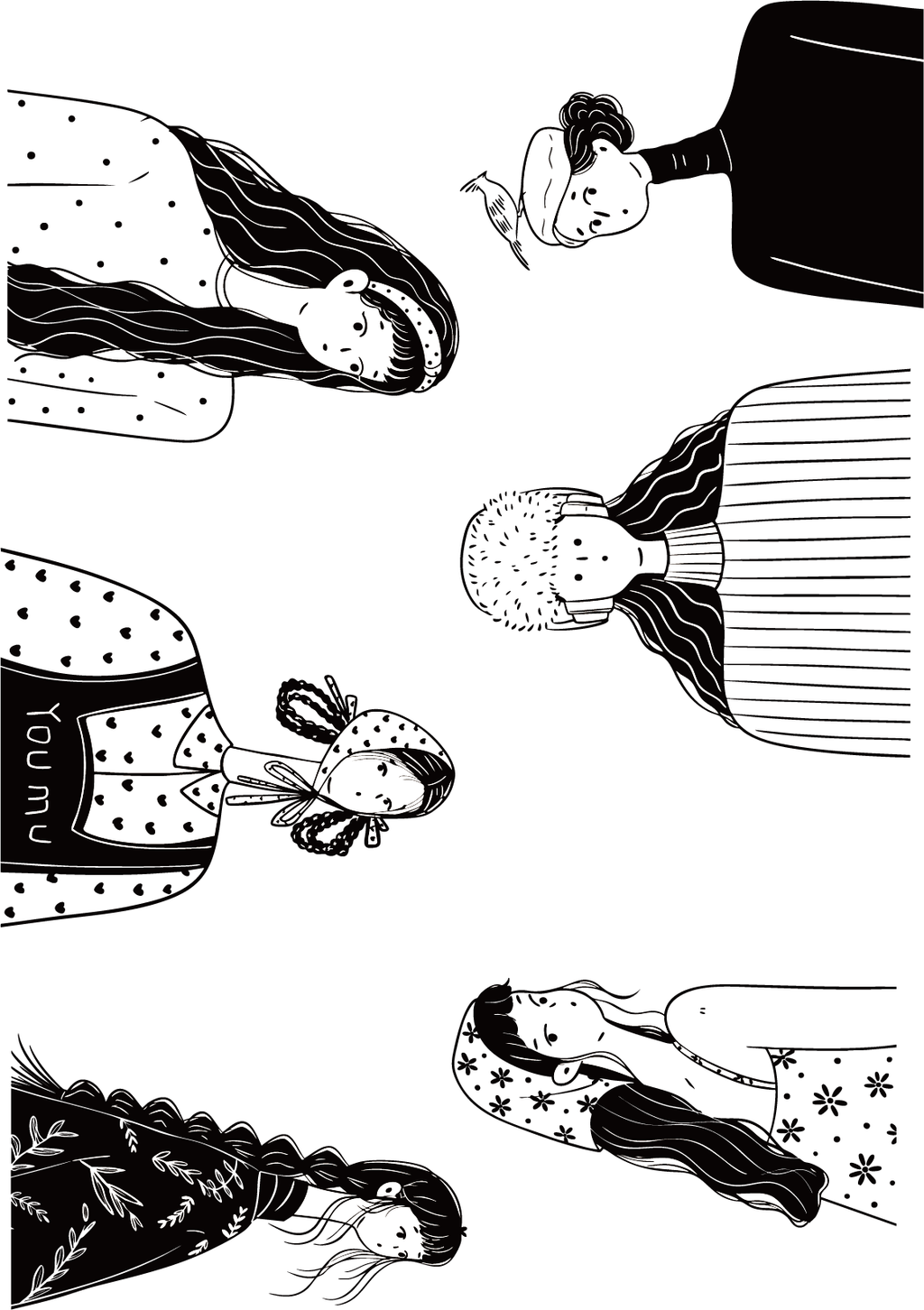 Paper&Petal Vintage Girls Clear Stamps Set | Transparent Photopolymer Stamps for Junk Journal, Scrapbooking & Card Making
