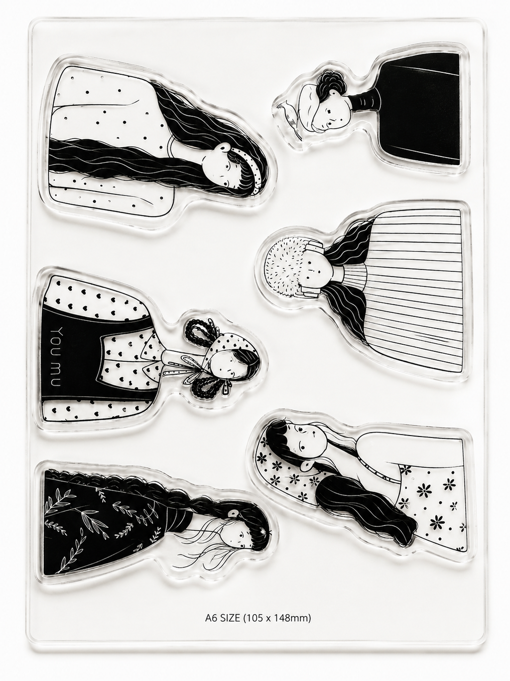 Paper&Petal Vintage Girls Clear Stamps Set | Transparent Photopolymer Stamps for Junk Journal, Scrapbooking & Card Making