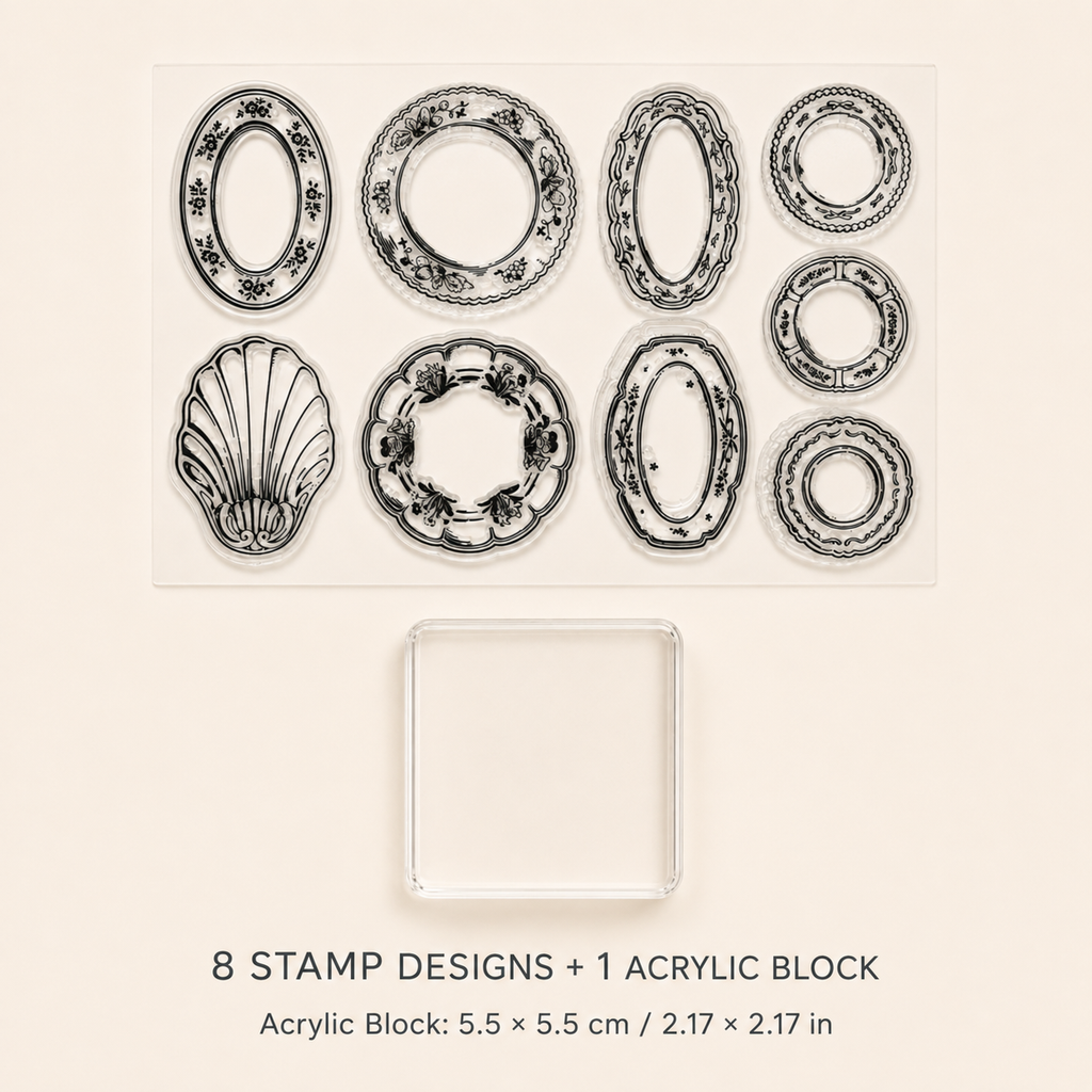 The Vintage Tea Room – Clear Silicone Stamp Sets with Acrylic Block for Junk Journaling, Scrapbooking & Card Making