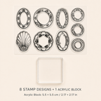 The Vintage Tea Room – Clear Silicone Stamp Sets with Acrylic Block for Junk Journaling, Scrapbooking & Card Making