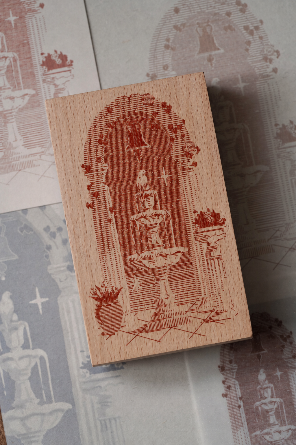 Midsummer Night’s Wishing Fountain – Vintage Wooden Rubber Stamp for Junk Journaling, Scrapbooking & Card Making