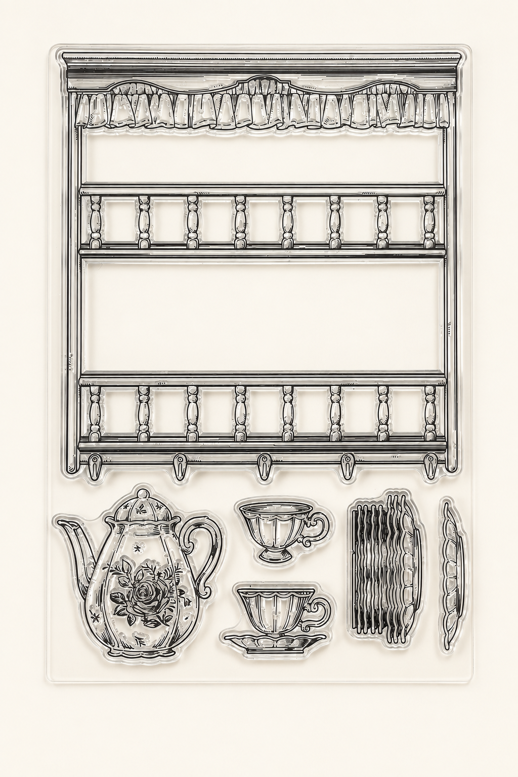 The Vintage Tea Room – Clear Silicone Stamp Sets with Acrylic Block for Junk Journaling, Scrapbooking & Card Making