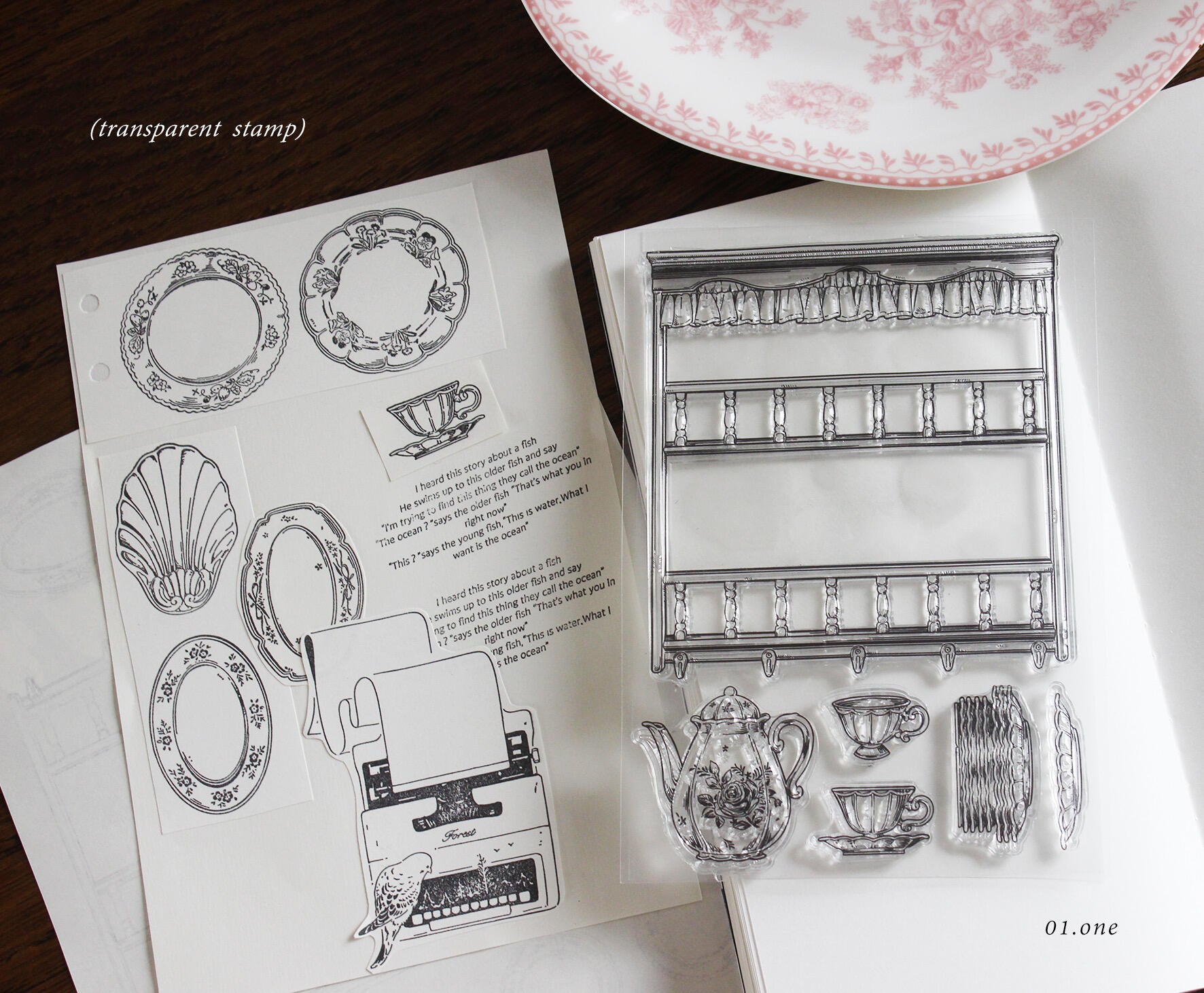 The Vintage Tea Room – Clear Silicone Stamp Sets with Acrylic Block for Junk Journaling, Scrapbooking & Card Making