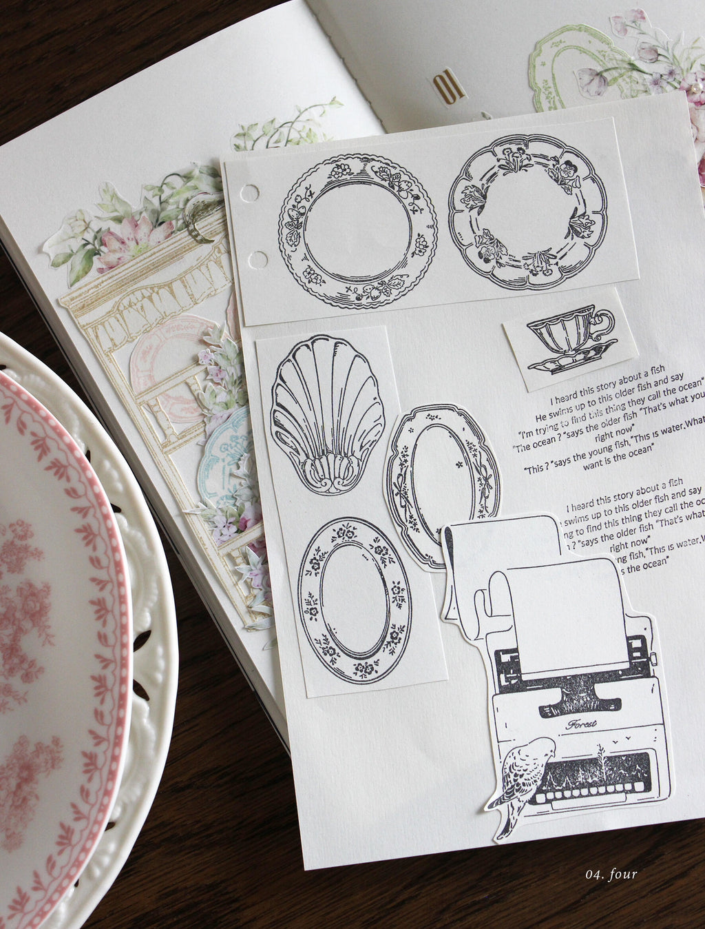 The Vintage Tea Room – Clear Silicone Stamp Sets with Acrylic Block for Junk Journaling, Scrapbooking & Card Making