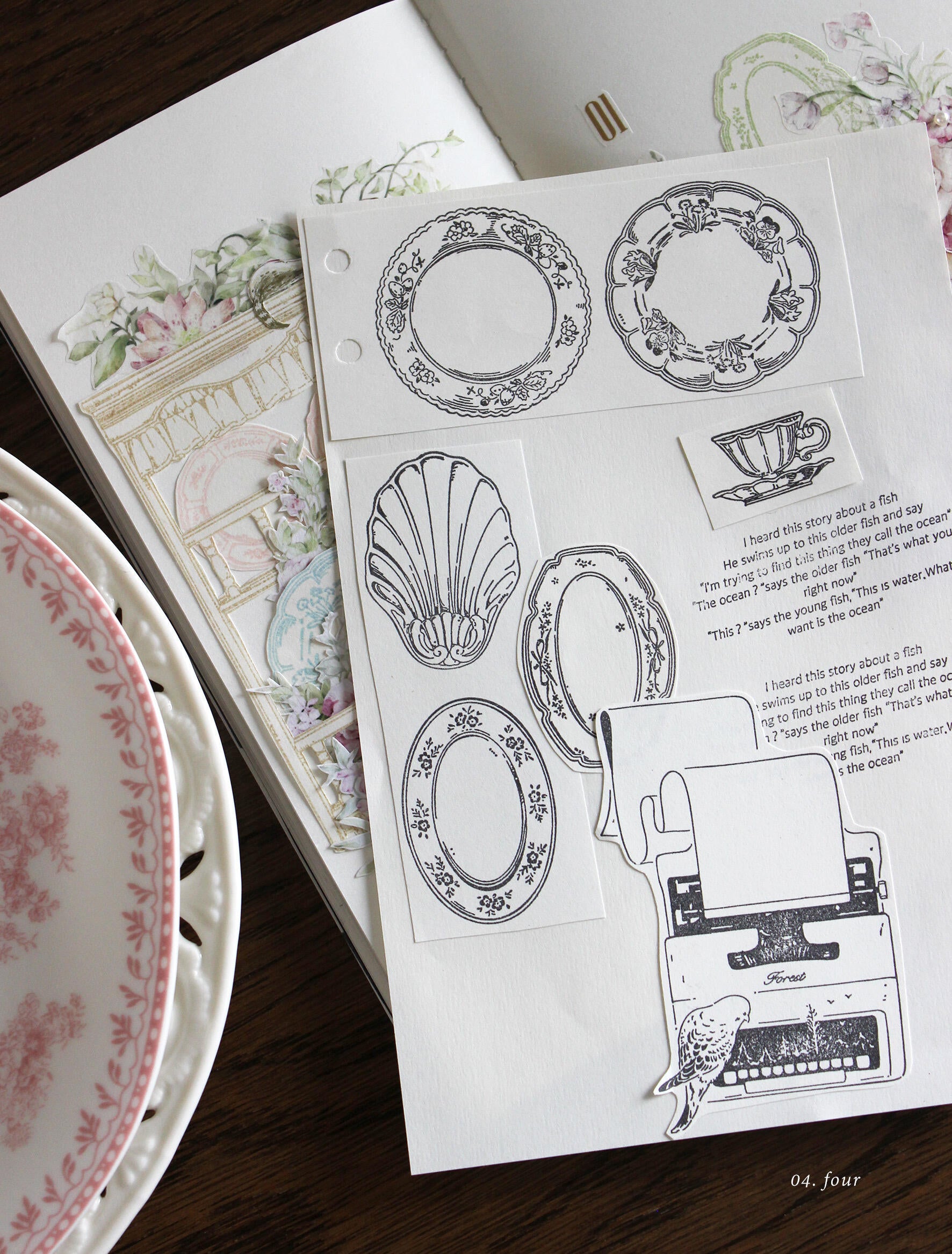 The Vintage Tea Room – Clear Silicone Stamp Sets with Acrylic Block for Junk Journaling, Scrapbooking & Card Making