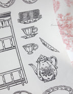 The Vintage Tea Room – Clear Silicone Stamp Sets with Acrylic Block for Junk Journaling, Scrapbooking & Card Making