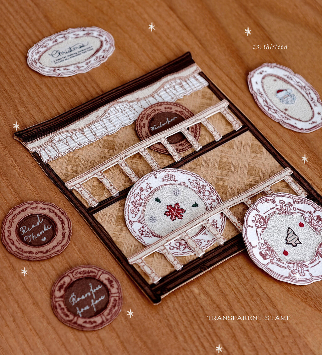 The Vintage Tea Room – Clear Silicone Stamp Sets with Acrylic Block for Junk Journaling, Scrapbooking & Card Making
