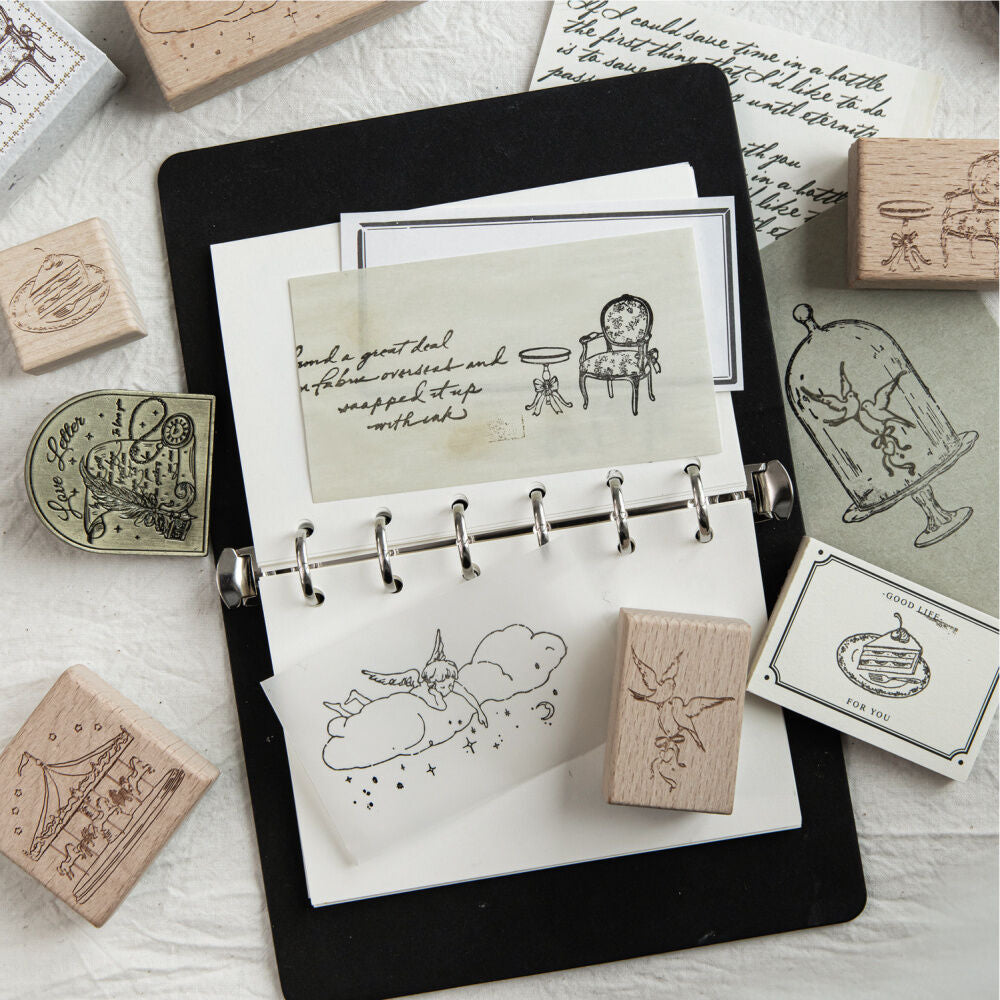 Paper & Petal French Dream Collection | Dreamy Vintage Wooden Stamps for Junk Journal & Scrapbooking