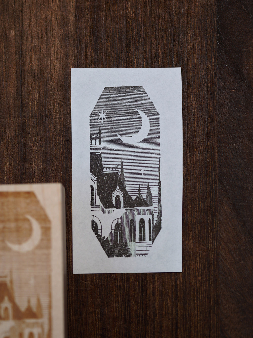 Moonlit Architecture – Set of 5 Gothic Fantasy Wooden Rubber Stamps for Junk Journaling, Scrapbooking & Card Making