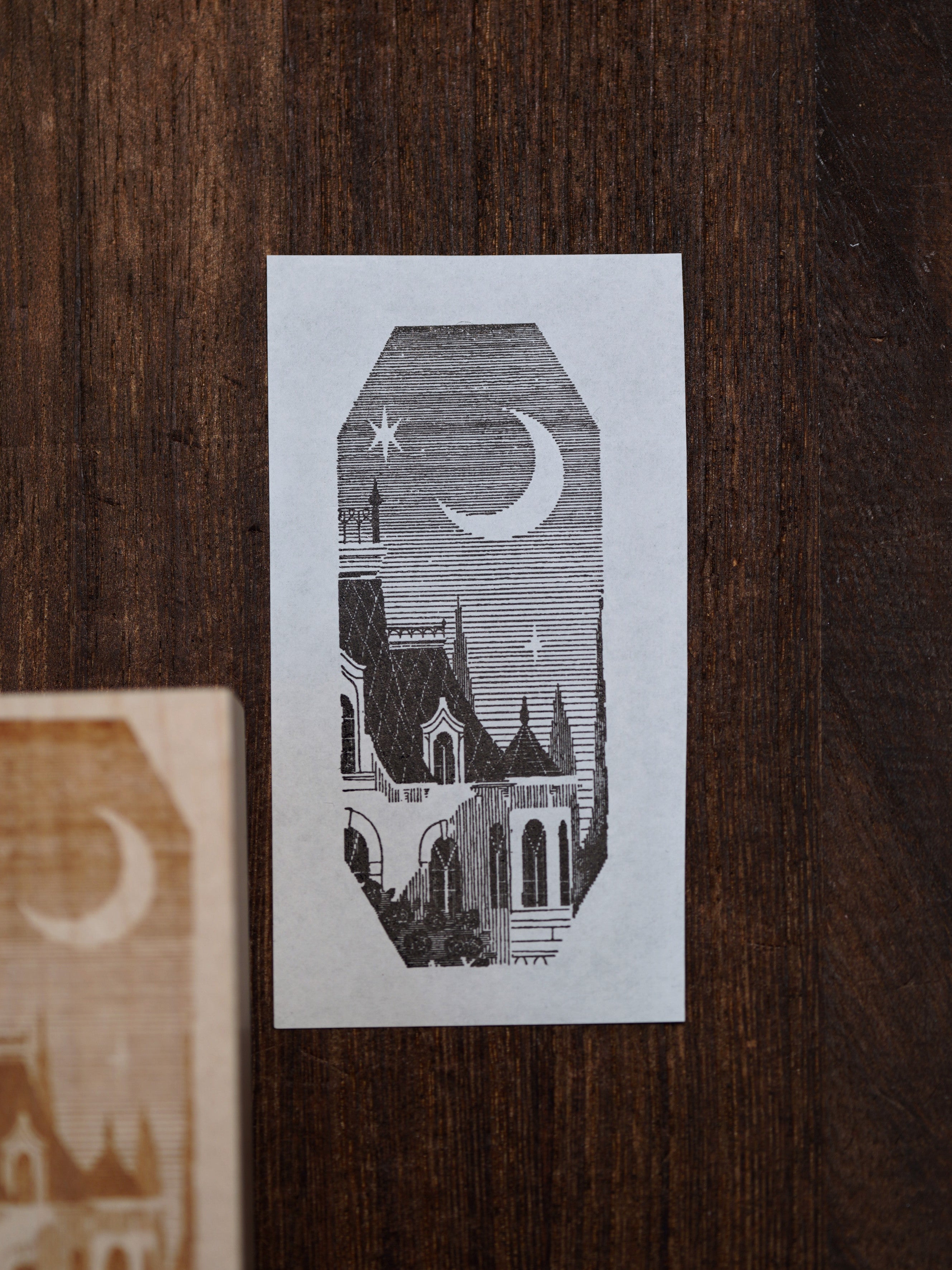 Moonlit Architecture – Set of 5 Gothic Fantasy Wooden Rubber Stamps for Junk Journaling, Scrapbooking & Card Making